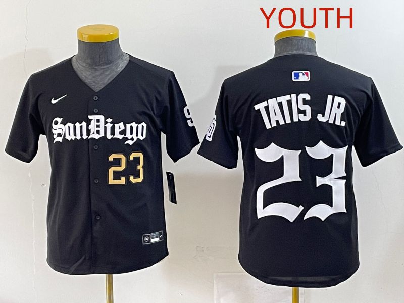 Youth 2025 San Diego Padres #23 Tatis jr Black Five generations Joint Name Nike MLB Jersey style 4